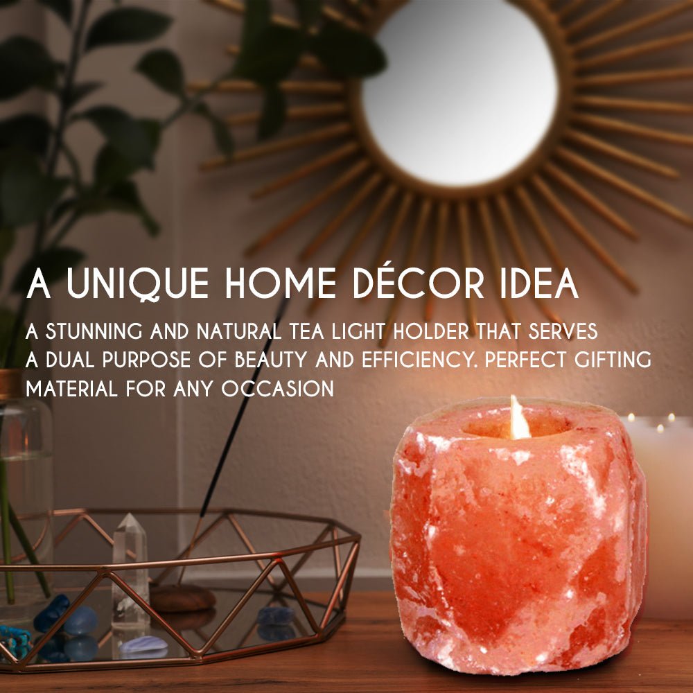 Himalayan Pink Salt Tea Light Holder by Pride of India – Salt Candle Holder – Room Décor Item – Great for Creating an Ambiance – Ideal for Home & Spa Uses – Natural Shape - Cheapnfast