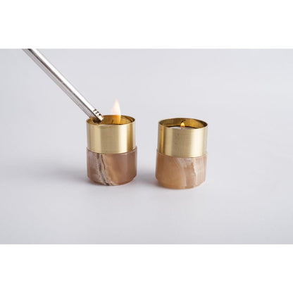 Brass Candle Holder - Amber Alabaster - Cheapnfast