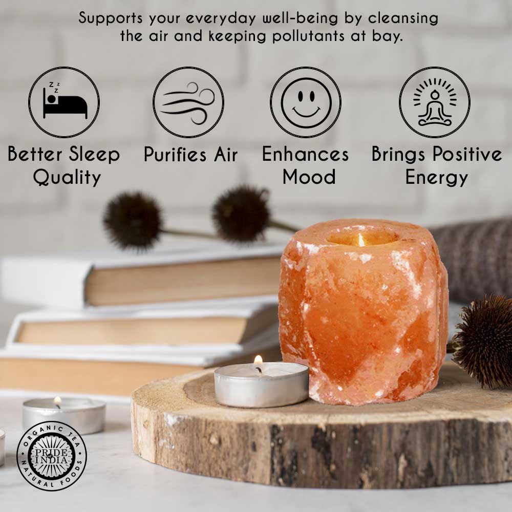 Himalayan Pink Salt Tea Light Holder by Pride of India – Salt Candle Holder – Room Décor Item – Great for Creating an Ambiance – Ideal for Home & Spa Uses – Natural Shape - Cheapnfast