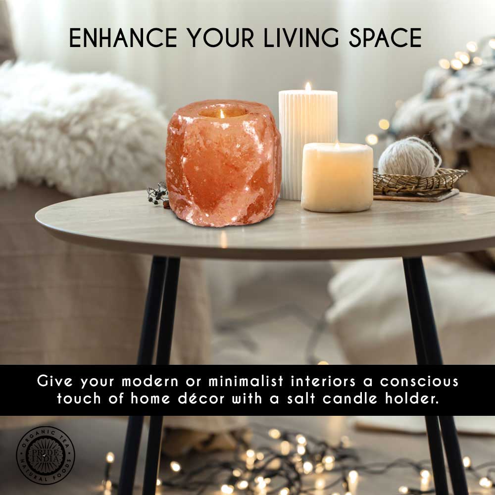 Himalayan Pink Salt Tea Light Holder by Pride of India – Salt Candle Holder – Room Décor Item – Great for Creating an Ambiance – Ideal for Home & Spa Uses – Natural Shape - Cheapnfast