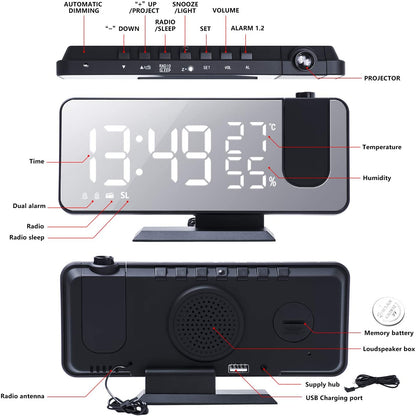 LED Projection Digital Alarm Clock Phone Charger - Cheapnfast