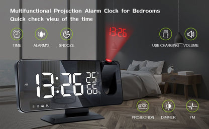 LED Projection Digital Alarm Clock Phone Charger - Cheapnfast