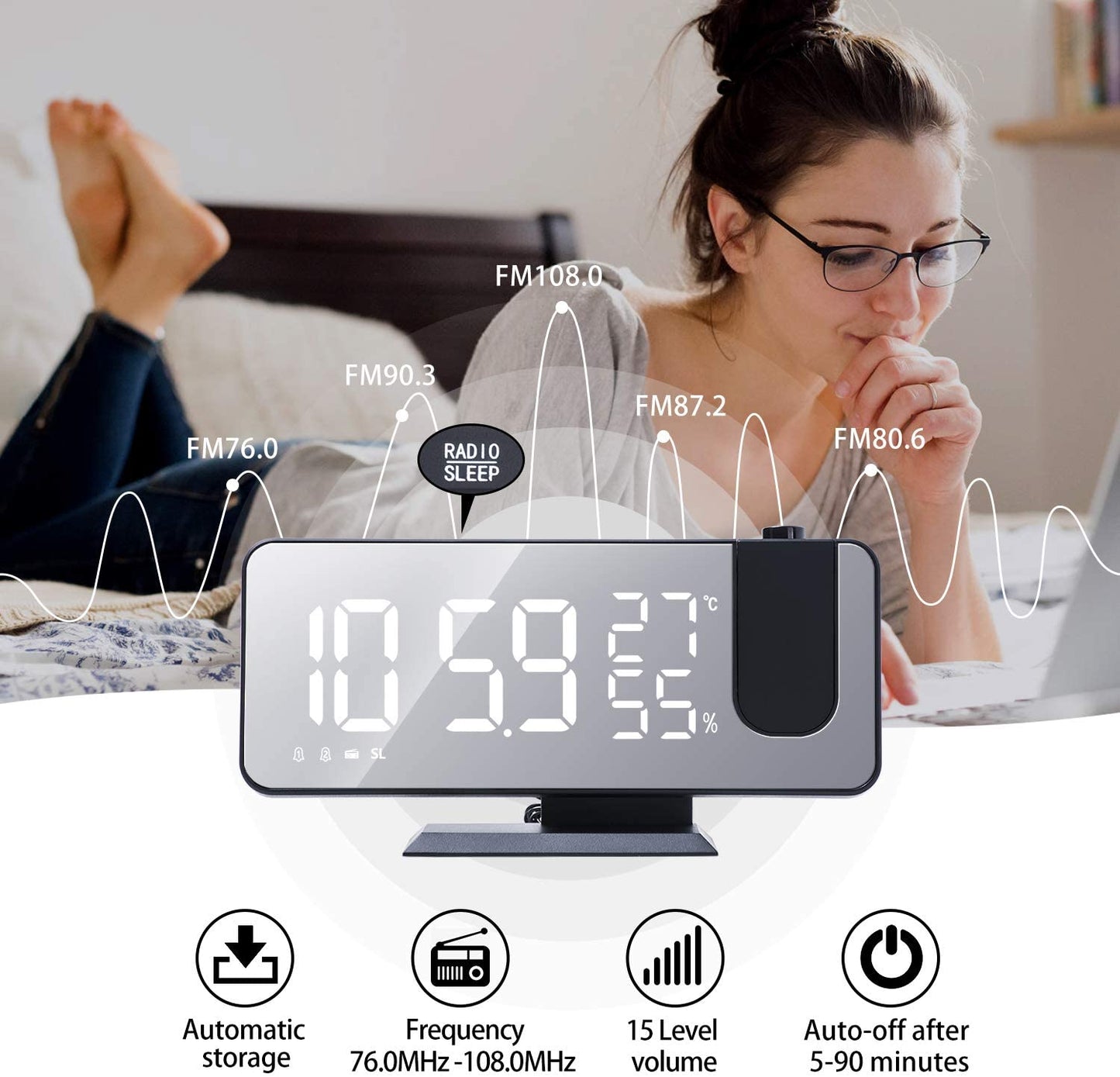 LED Projection Digital Alarm Clock Phone Charger - Cheapnfast