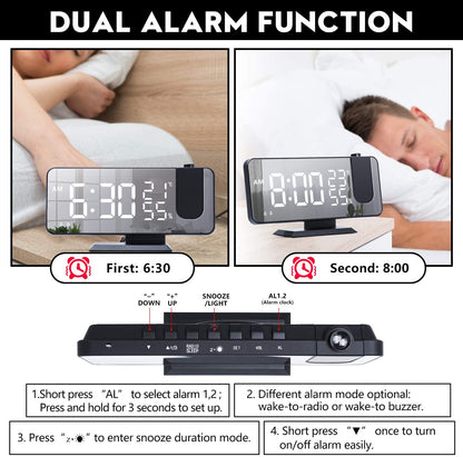 LED Projection Digital Alarm Clock Phone Charger - Cheapnfast