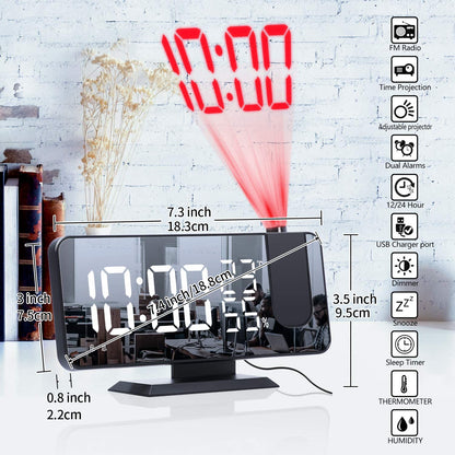 LED Projection Digital Alarm Clock Phone Charger - Cheapnfast